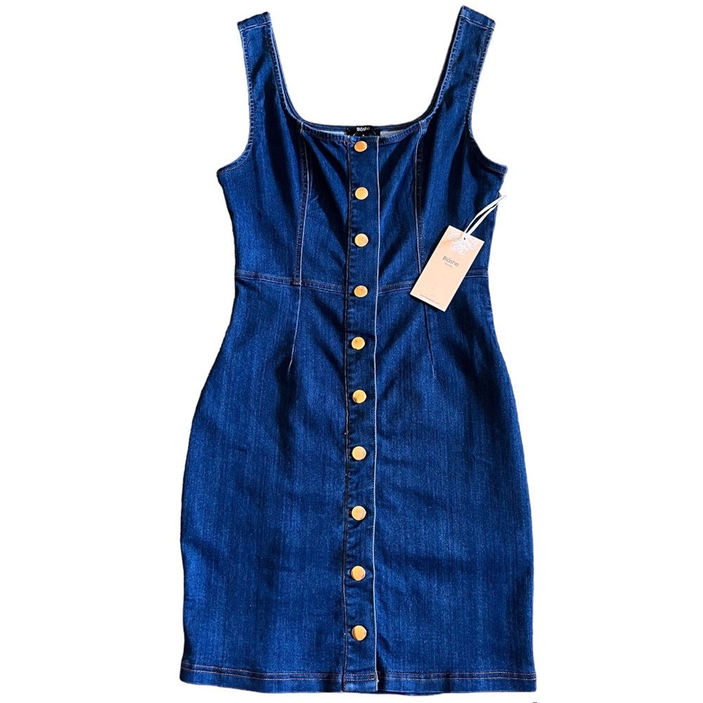Women's Denim Button Up Bodycon Stretch Dress